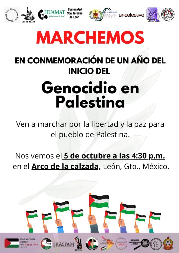 En conmemoración de 1 año del inicio del genocidio en Palestina, Guanajuato, 5 de octubre