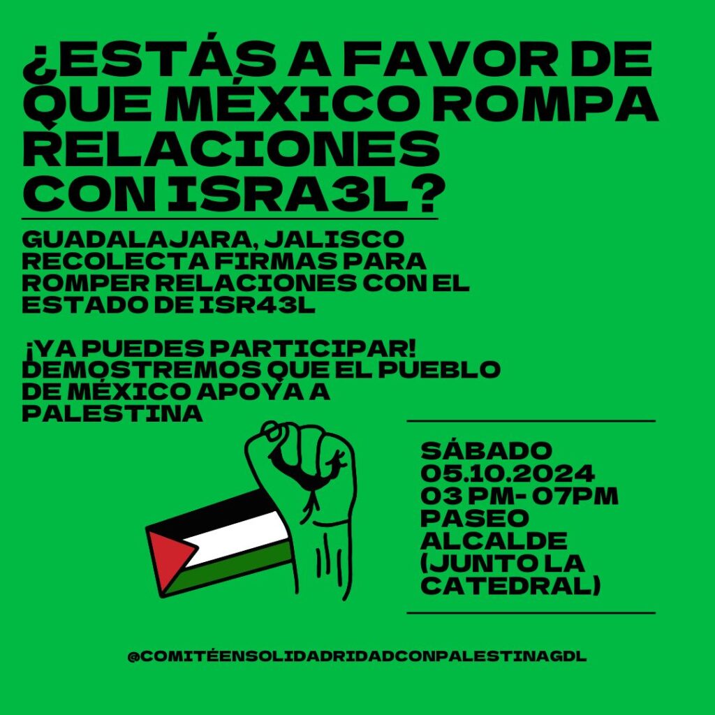 Estás a favor de que México rompa relaciones con ISrael, Jalisco, 5 de octubre