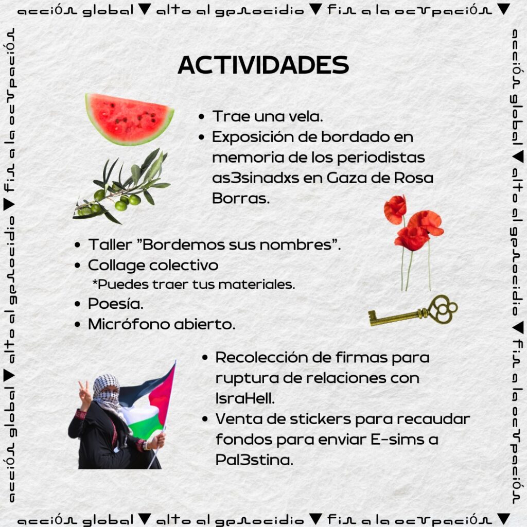 Vigilia por Palestina, actividades Puebla, 5 de Octubre