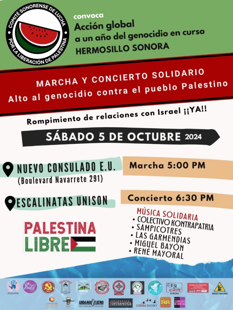 Marcha y concierto solidario Sonora 5 oct