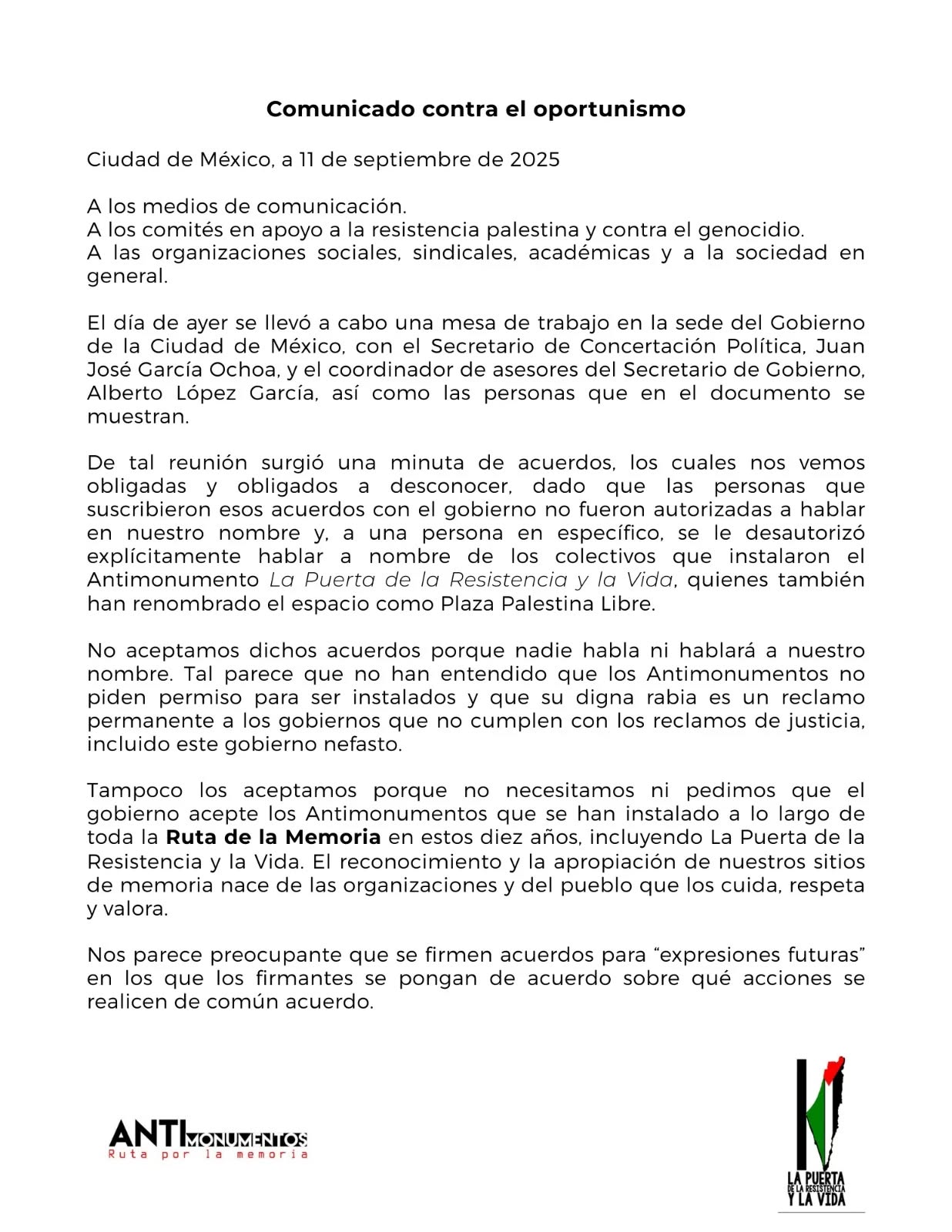 No reconocemos acuerdos espurios